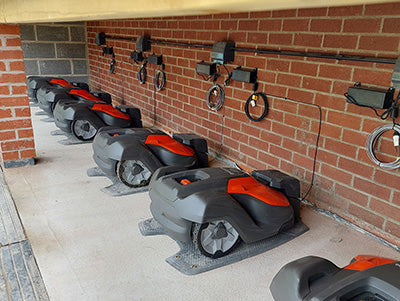 GPS Robot lawn mowers installed at a local college