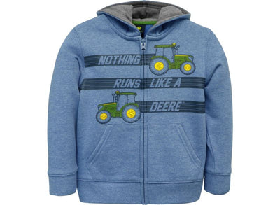 John Deere Kids Grey Zip Hoodie Nothing Runs Like A Deere - MCPB4J374B