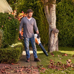 Leaf blower on grass