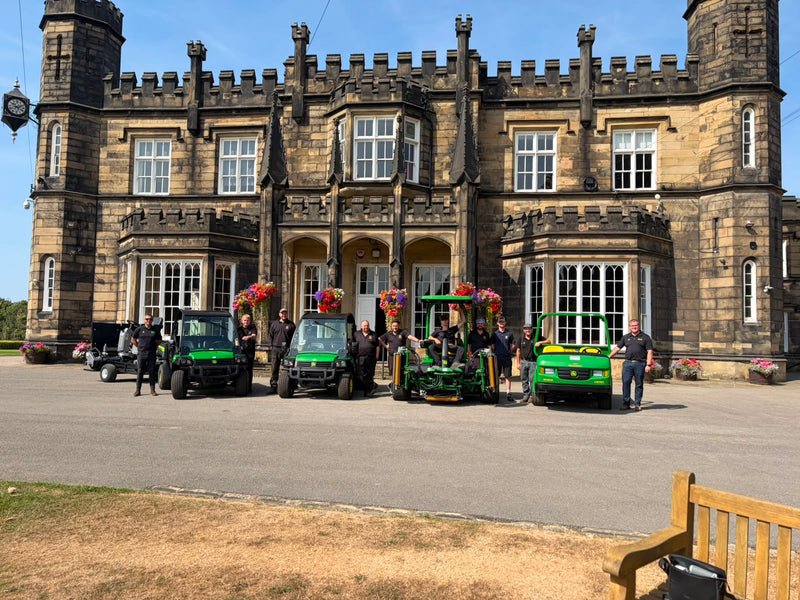 The team at Rotherham Golf Club after there huge delivery of John Deere Commercial Turf equipment. 