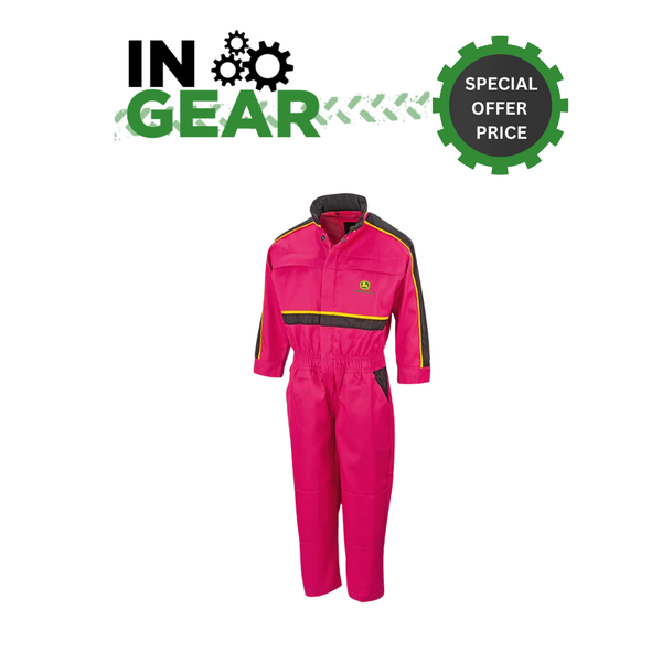 John Deere Childrens' Overalls in Pink with Zip Fastening - MCS1040910