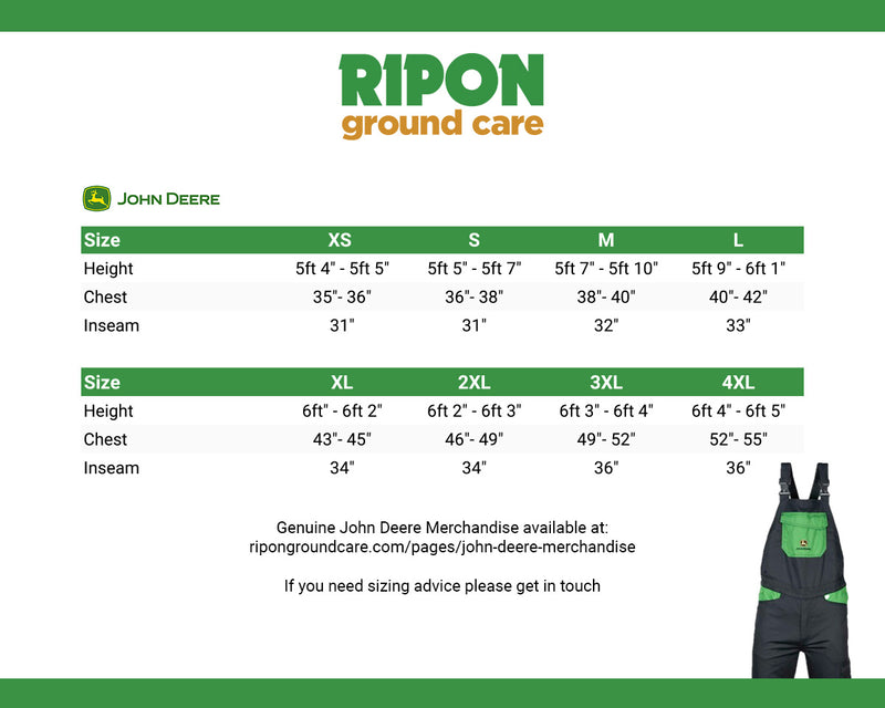 John Deere Deere Adults Bib & Brace Trousers in Black and Green - MCS1003000