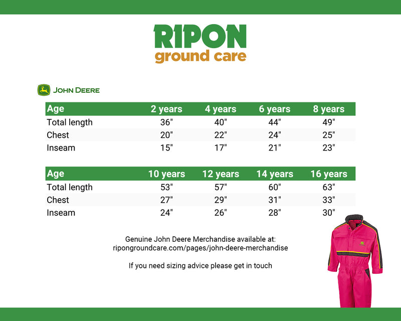 John Deere Childrens' Overalls in Pink with Zip Fastening - MCS1040910