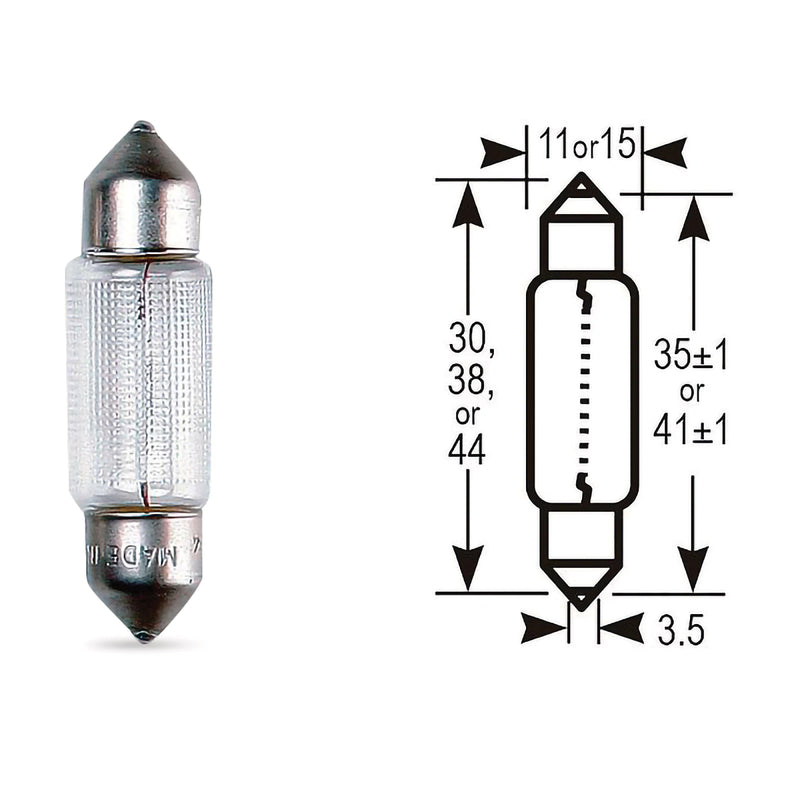 BULB 12V 5W FESTOON S8.5D 11X38