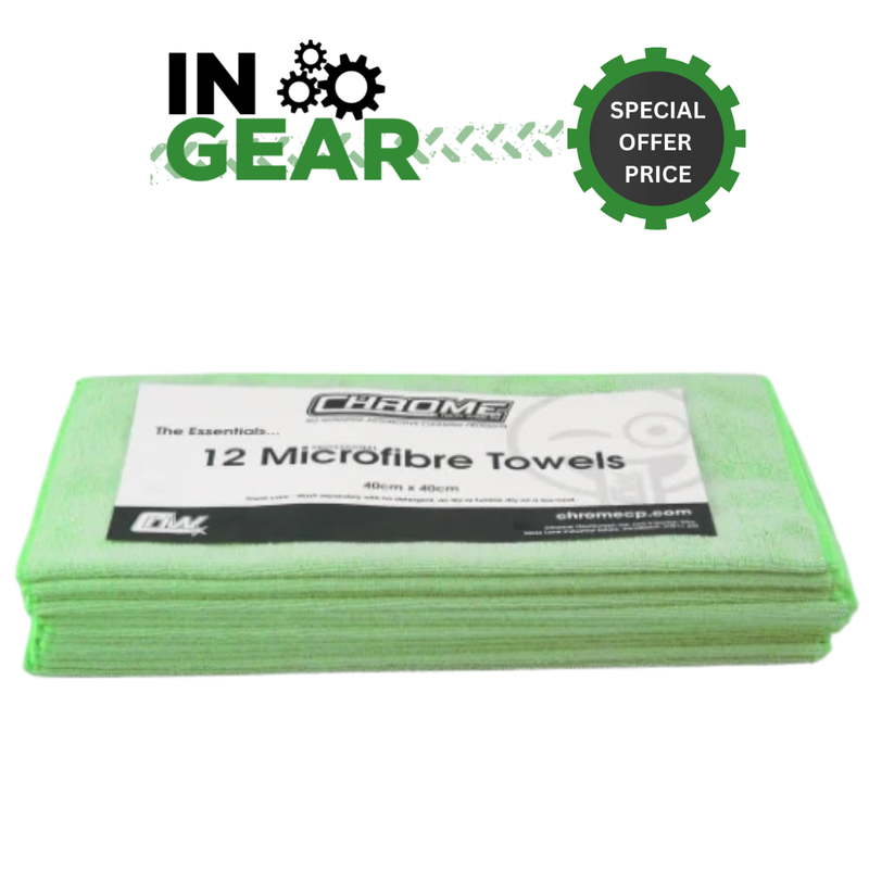 Chrome Microfibre Cloths 12pk