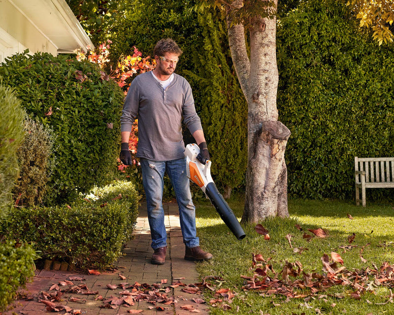 Leaf blower on grass