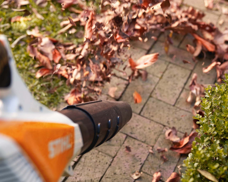 Leaf blower clearing path