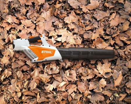 Stihl blower on leaves