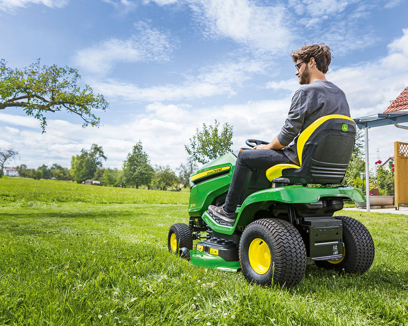 X370 mowing a garden