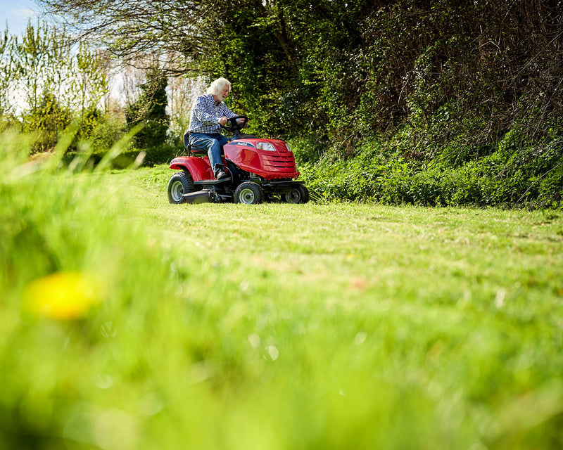 Ride on tractor in use